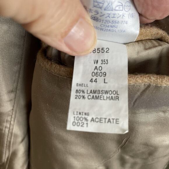 Vtg Lands End Camel Hair Wool Sport Coat Blazer Mens 44L Tan Preppy Business - Picture 14 of 14